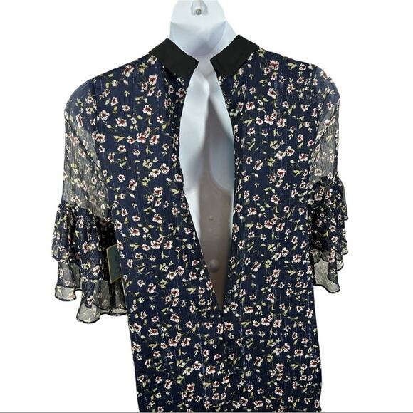CeCe Luxe Floral Bohemian Ruffle Dress Midnight Bloom NWT Size M - Picture 9 of 14